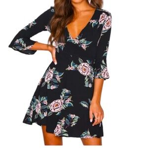 Armani Exchange AX Frill Detail Sleeve Skater Dress NWT S. 8 Bell Sleeves